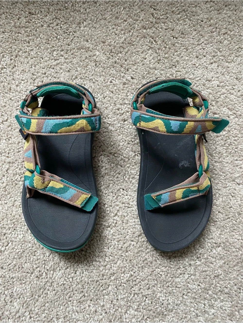Teva Kids Teal and Green Camo Adjustable Sandals